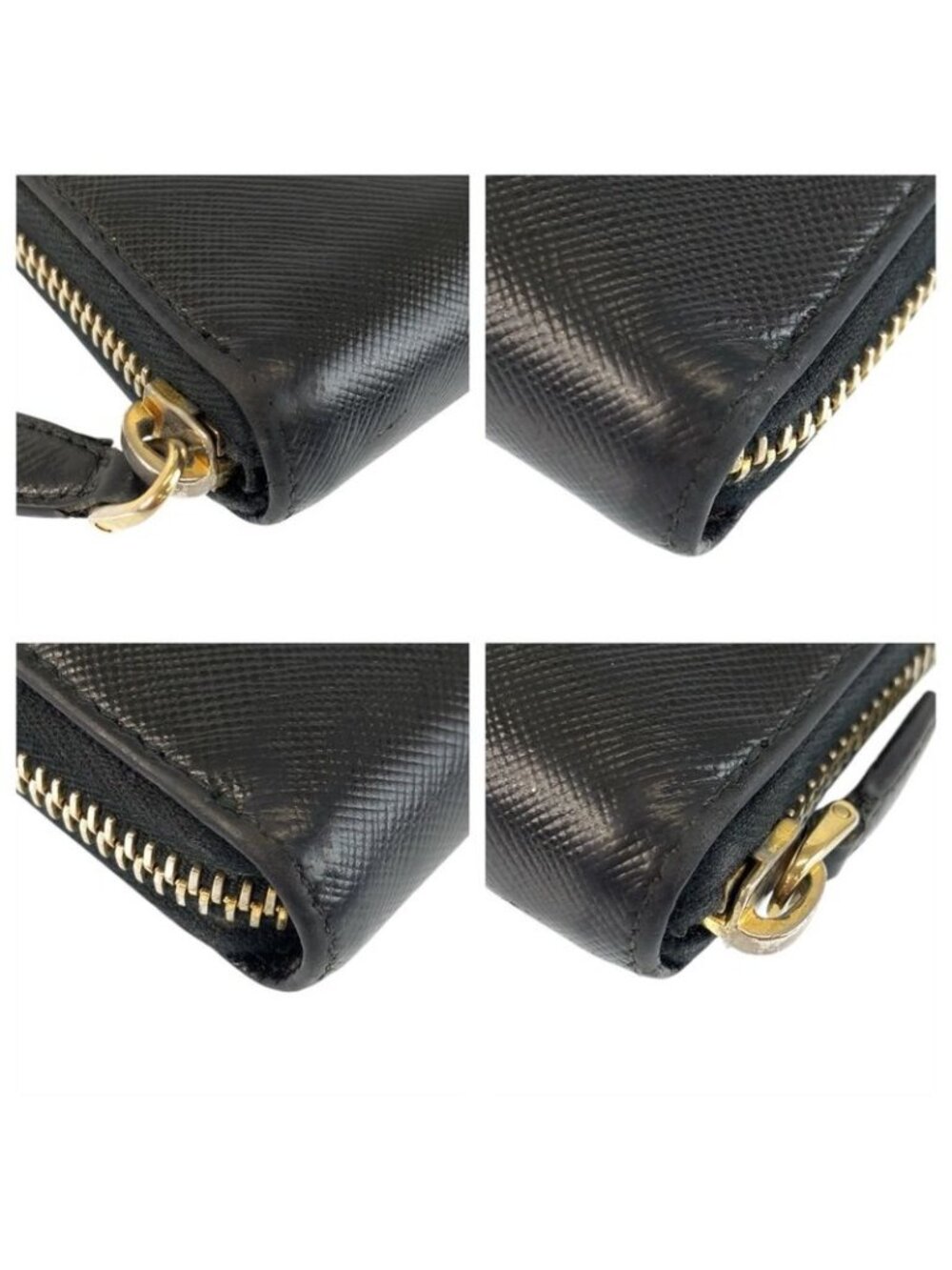 Prada Saffiano Black Gold Leather Wallet - Picture 3 of 9